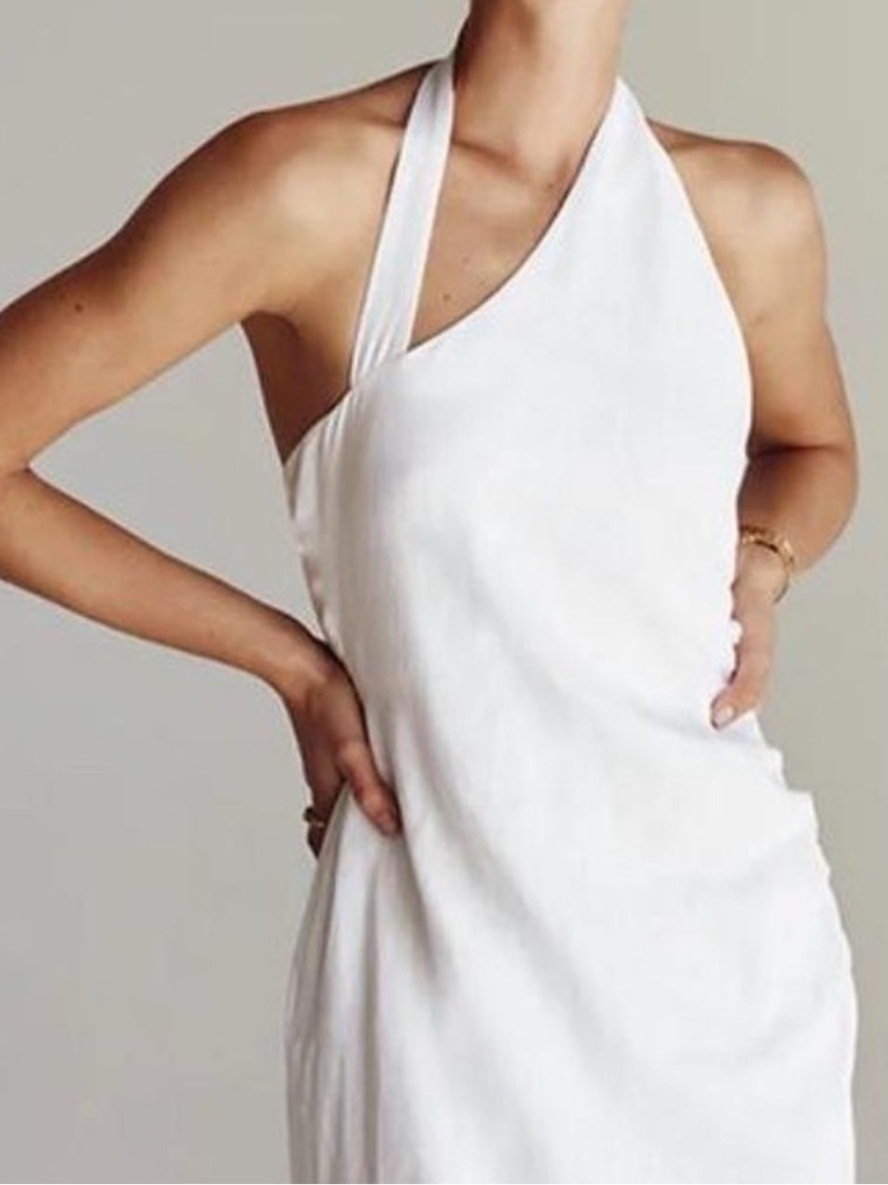 DISSH White Linen Halter Mini Dress
